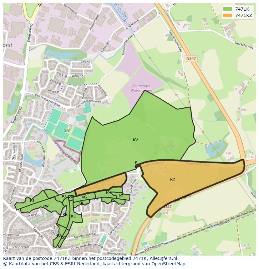 Afbeelding van het postcodegebied 7471 KZ op de kaart.