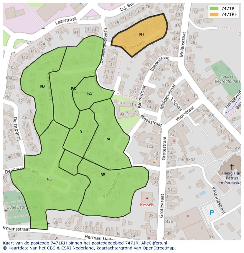Afbeelding van het postcodegebied 7471 RH op de kaart.