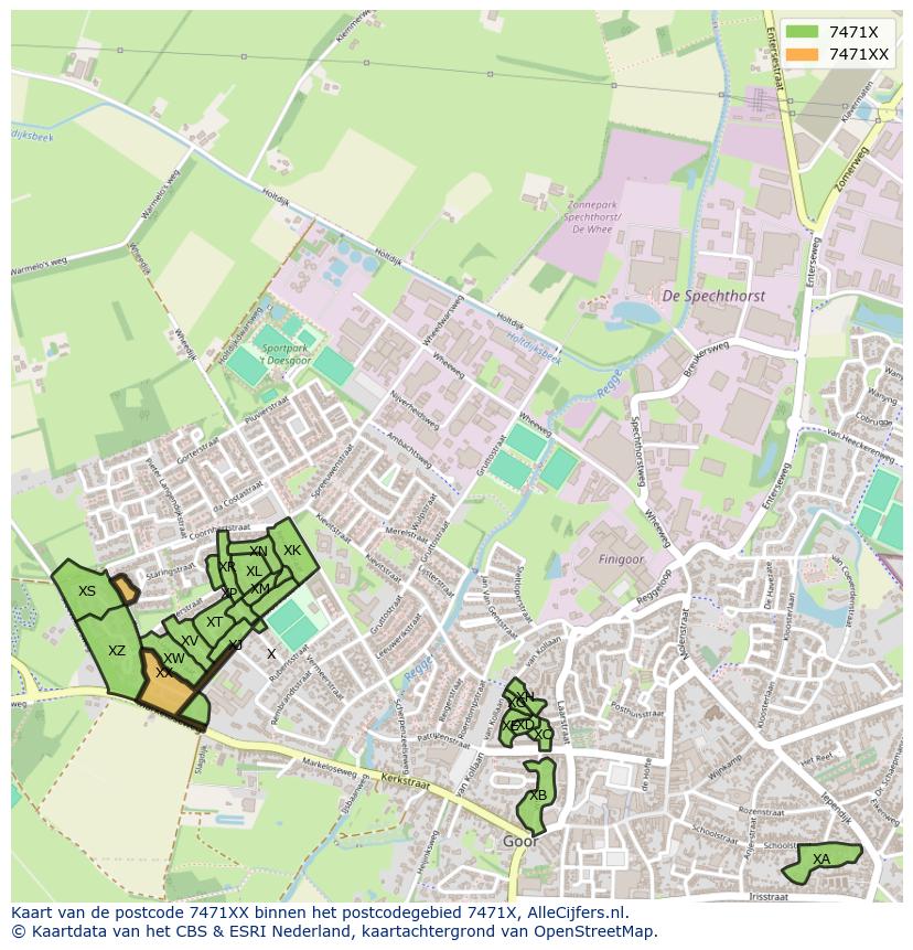 Afbeelding van het postcodegebied 7471 XX op de kaart.