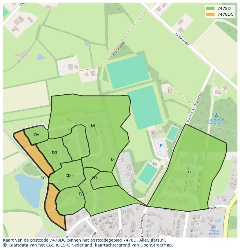 Afbeelding van het postcodegebied 7478 DC op de kaart.