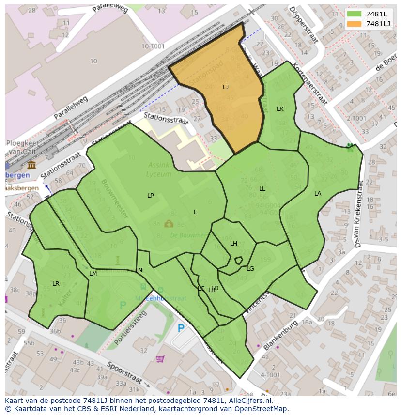 Afbeelding van het postcodegebied 7481 LJ op de kaart.
