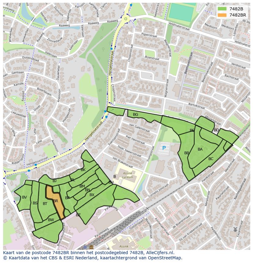 Afbeelding van het postcodegebied 7482 BR op de kaart.