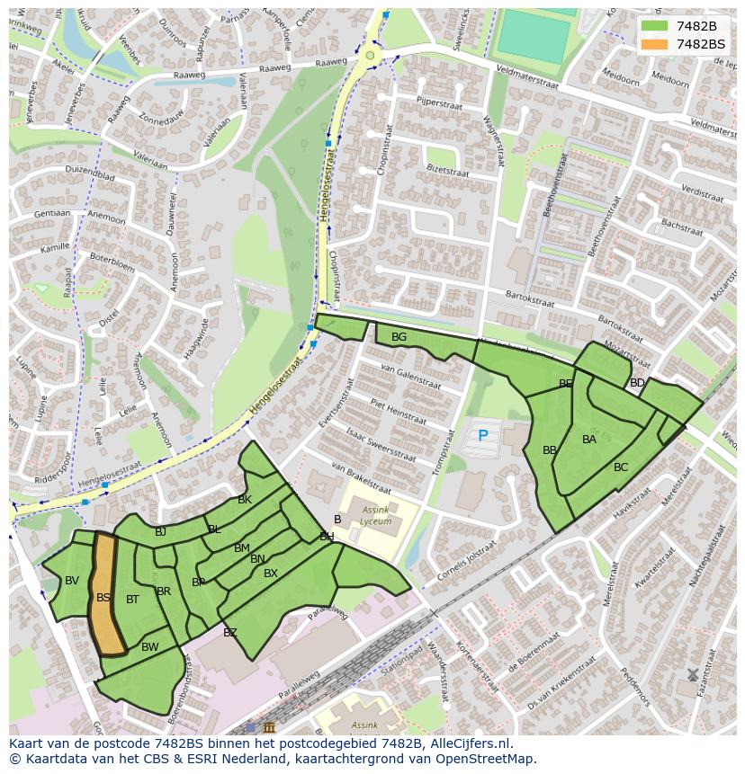 Afbeelding van het postcodegebied 7482 BS op de kaart.