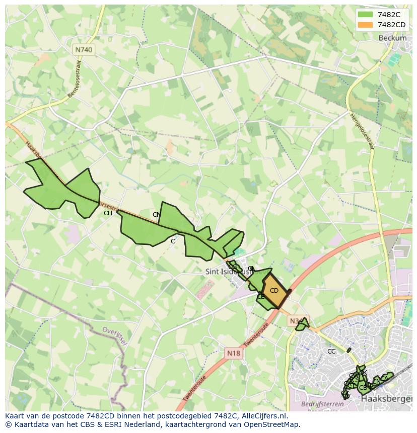Afbeelding van het postcodegebied 7482 CD op de kaart.