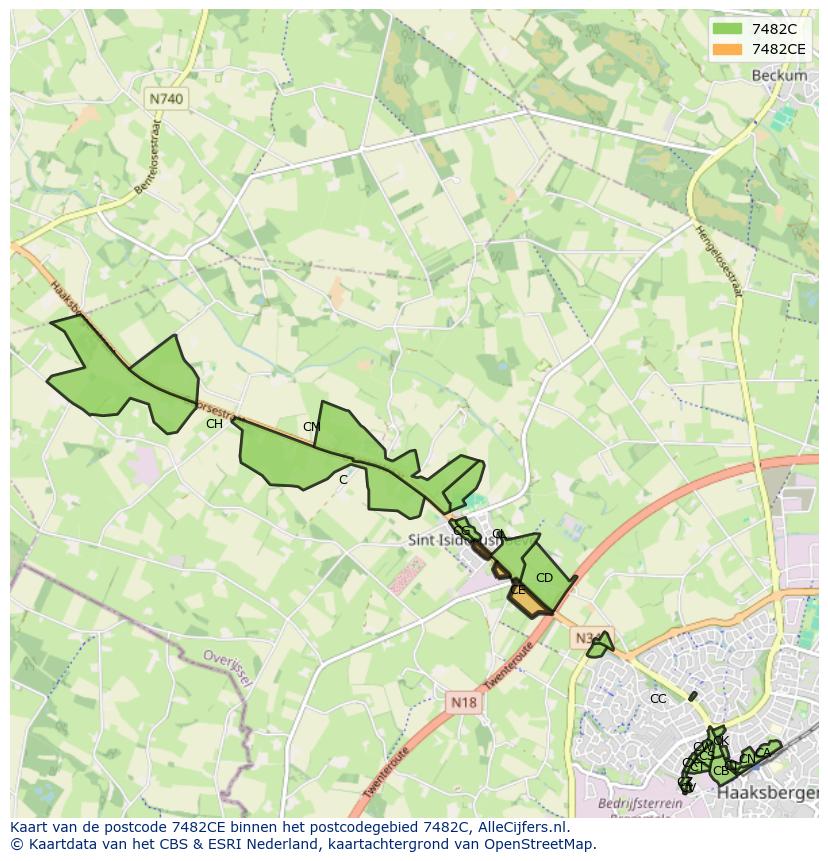 Afbeelding van het postcodegebied 7482 CE op de kaart.
