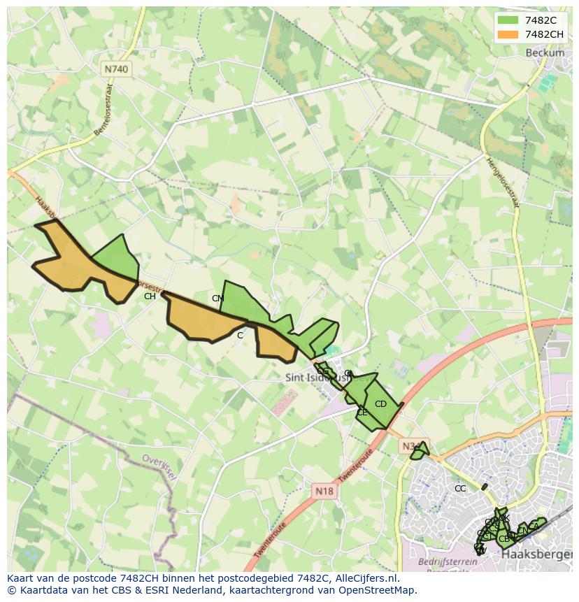 Afbeelding van het postcodegebied 7482 CH op de kaart.