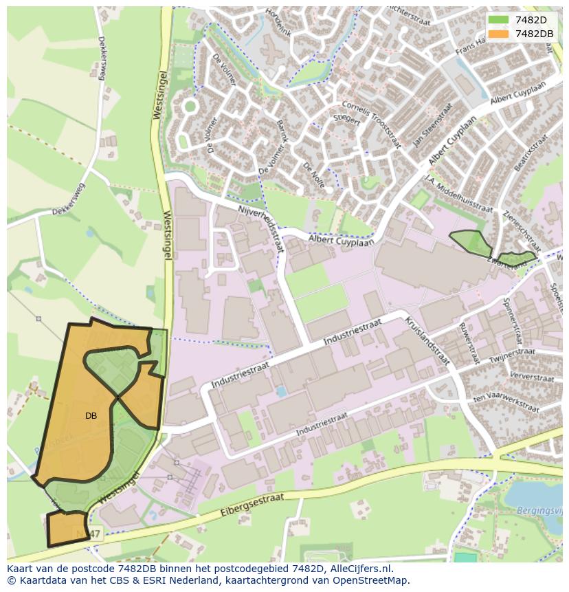 Afbeelding van het postcodegebied 7482 DB op de kaart.