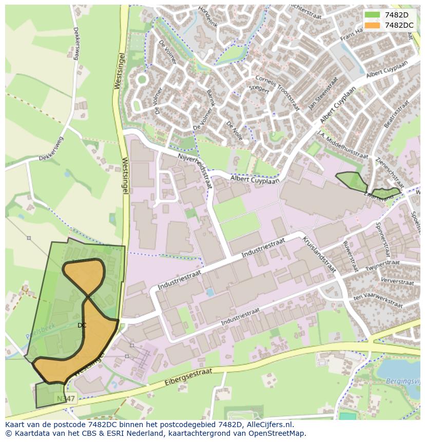 Afbeelding van het postcodegebied 7482 DC op de kaart.