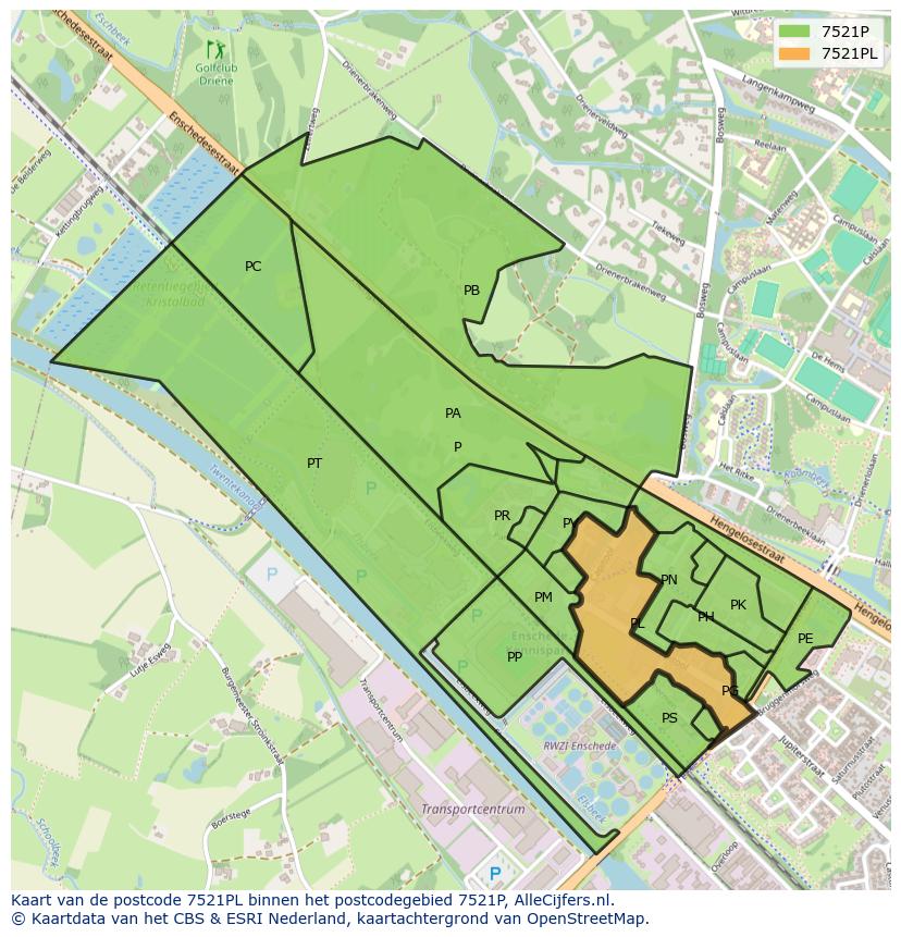 Afbeelding van het postcodegebied 7521 PL op de kaart.