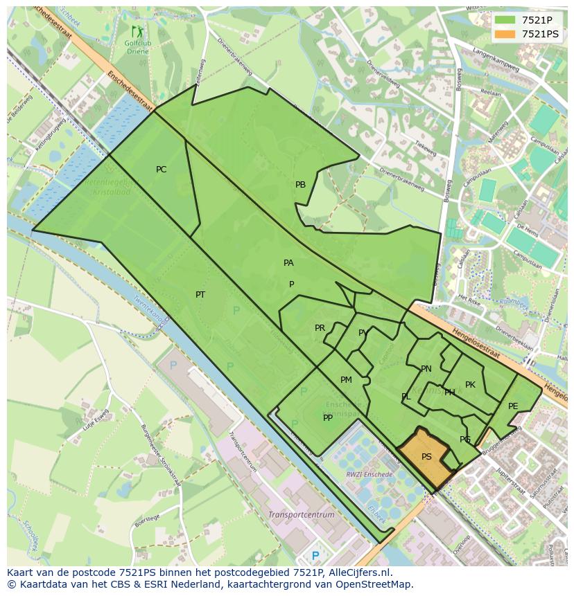 Afbeelding van het postcodegebied 7521 PS op de kaart.