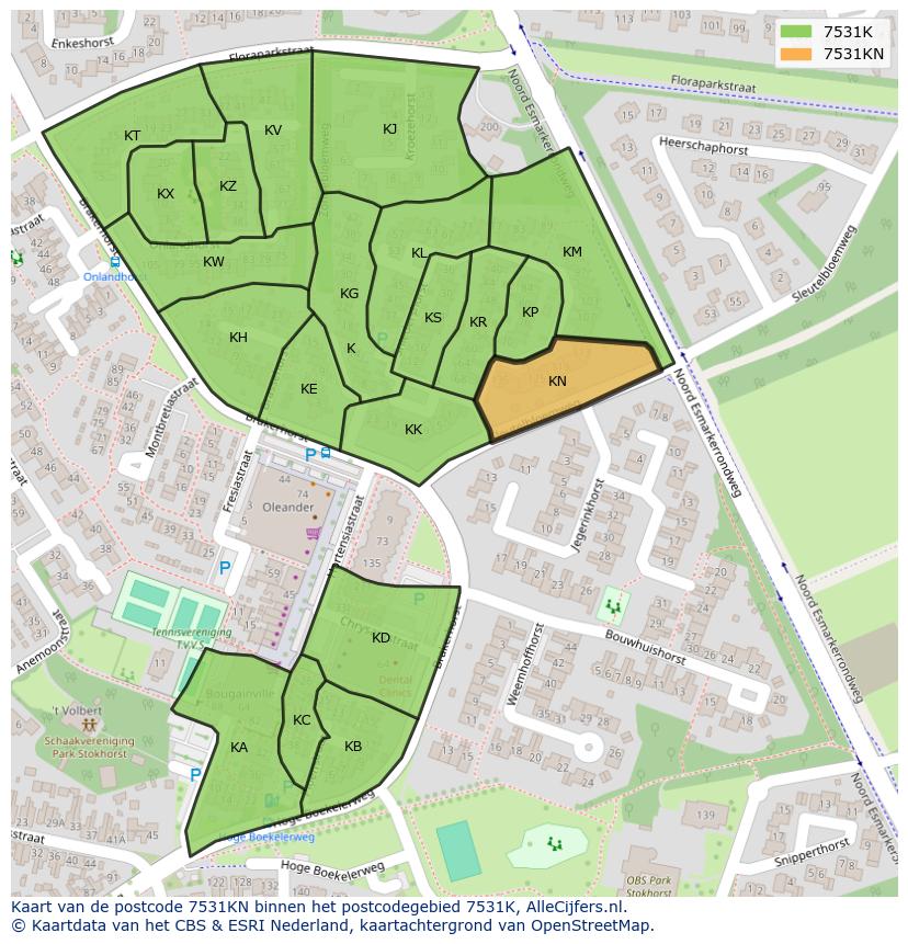 Afbeelding van het postcodegebied 7531 KN op de kaart.
