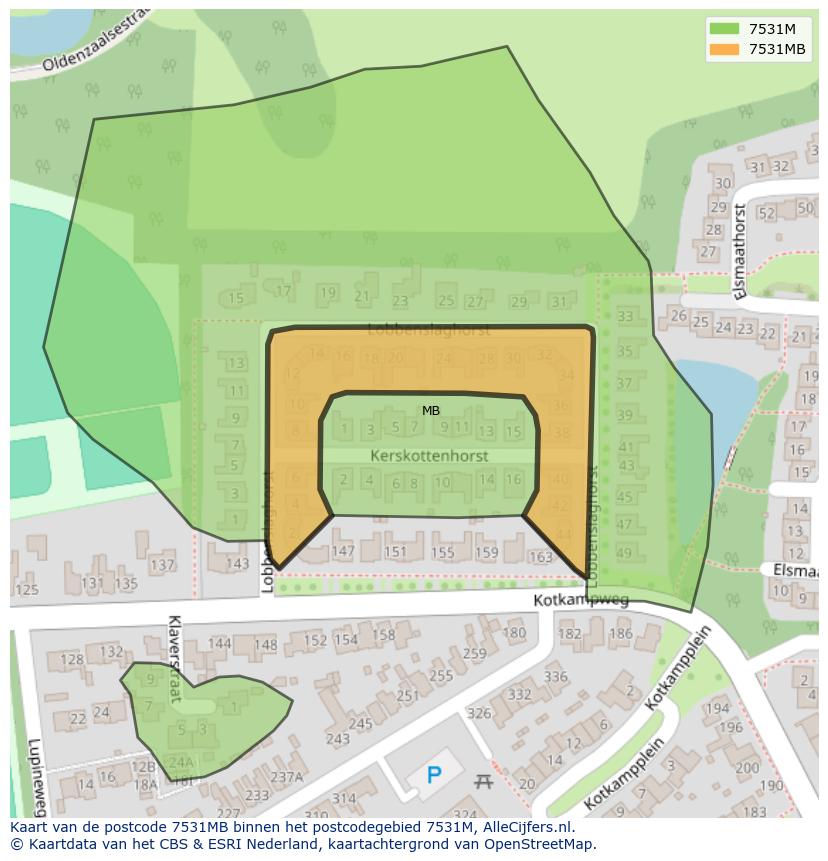 Afbeelding van het postcodegebied 7531 MB op de kaart.