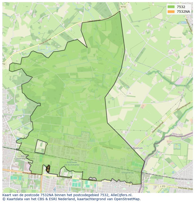 Afbeelding van het postcodegebied 7532 NA op de kaart.