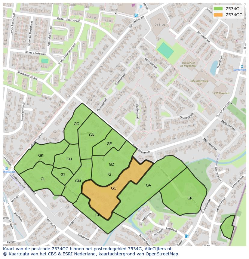 Afbeelding van het postcodegebied 7534 GC op de kaart.