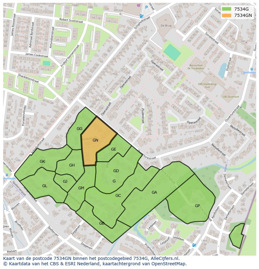 Afbeelding van het postcodegebied 7534 GN op de kaart.