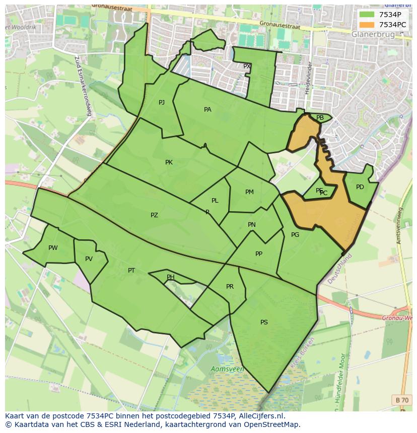 Afbeelding van het postcodegebied 7534 PC op de kaart.
