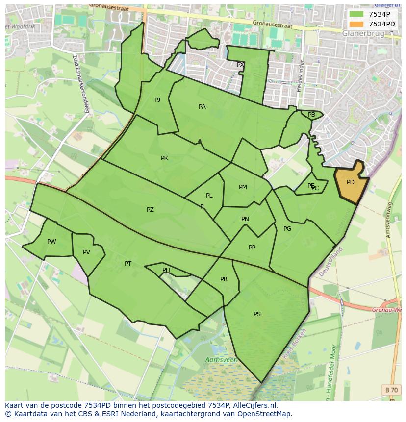 Afbeelding van het postcodegebied 7534 PD op de kaart.
