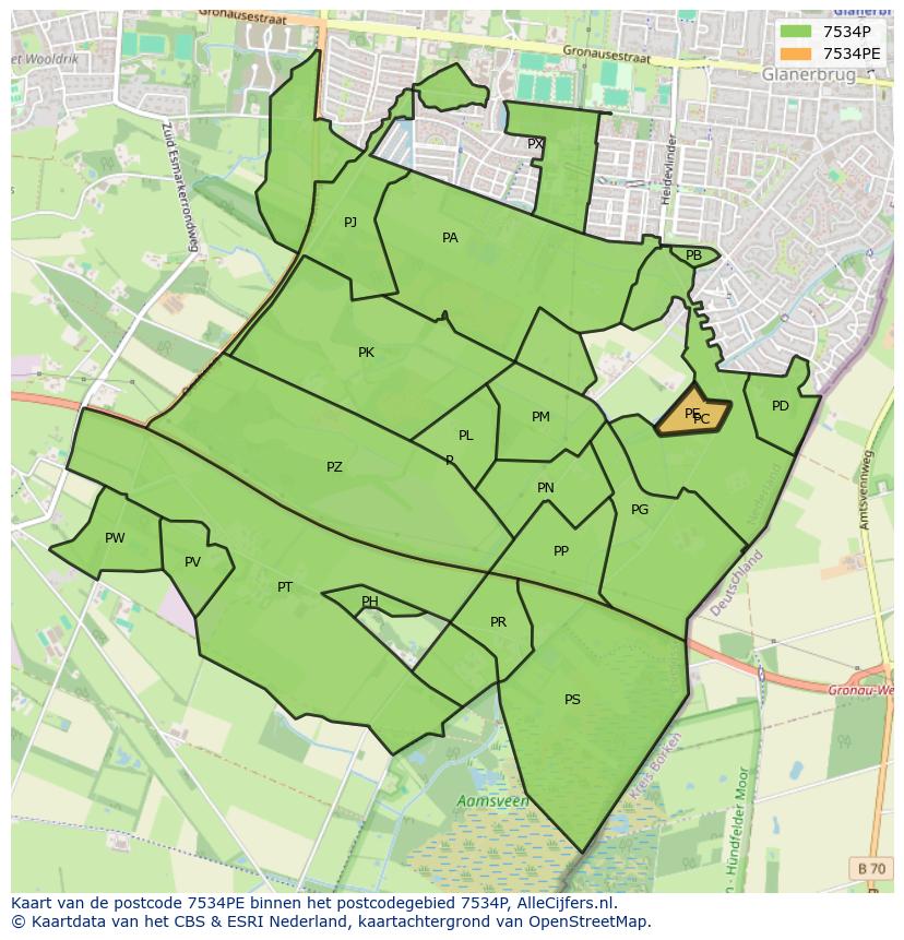 Afbeelding van het postcodegebied 7534 PE op de kaart.