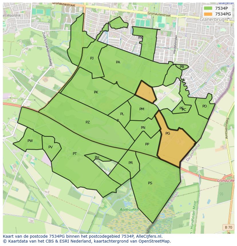 Afbeelding van het postcodegebied 7534 PG op de kaart.