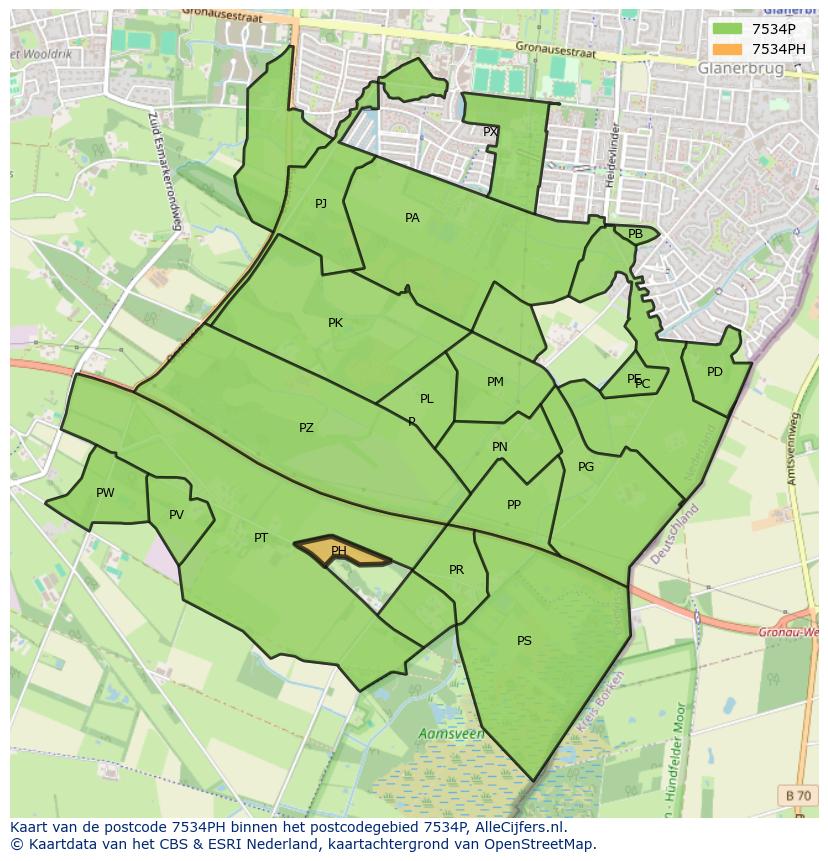 Afbeelding van het postcodegebied 7534 PH op de kaart.
