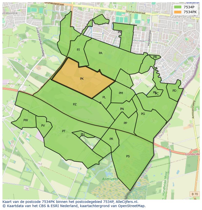 Afbeelding van het postcodegebied 7534 PK op de kaart.
