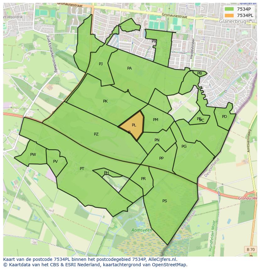 Afbeelding van het postcodegebied 7534 PL op de kaart.