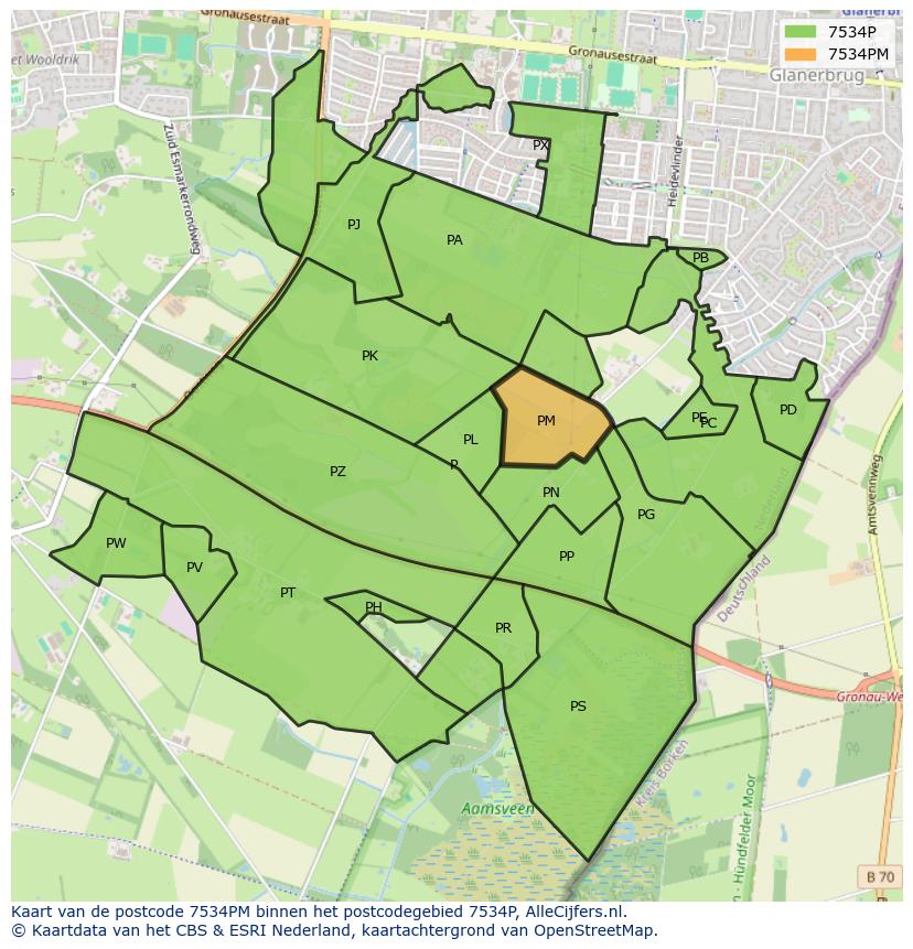 Afbeelding van het postcodegebied 7534 PM op de kaart.