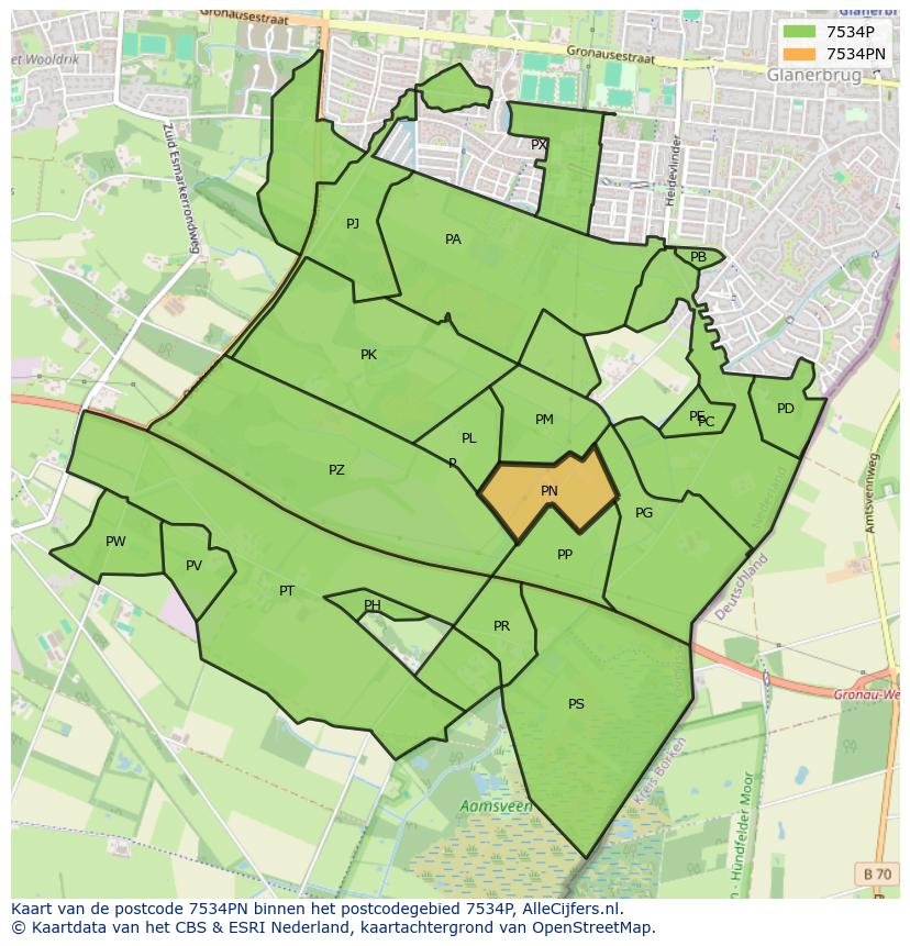 Afbeelding van het postcodegebied 7534 PN op de kaart.