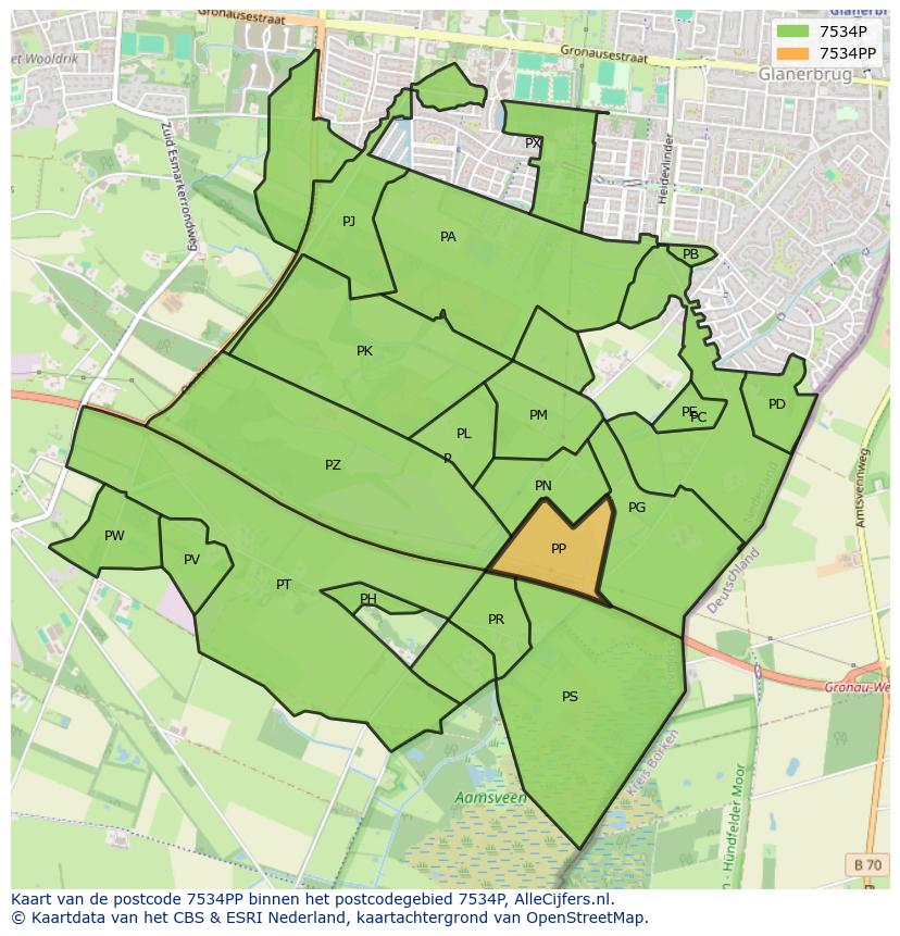 Afbeelding van het postcodegebied 7534 PP op de kaart.