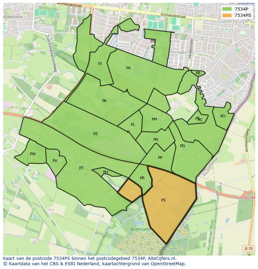 Afbeelding van het postcodegebied 7534 PS op de kaart.