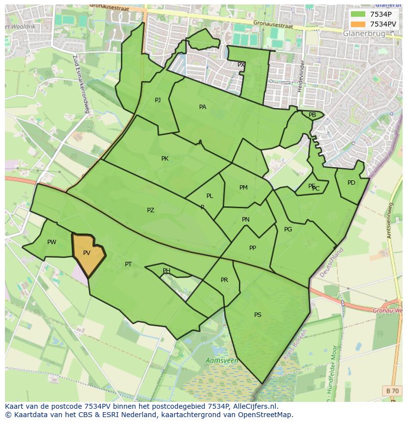 Afbeelding van het postcodegebied 7534 PV op de kaart.