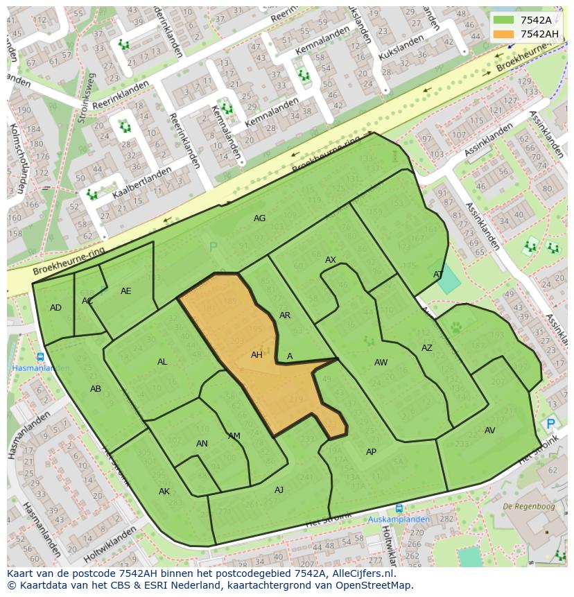 Afbeelding van het postcodegebied 7542 AH op de kaart.