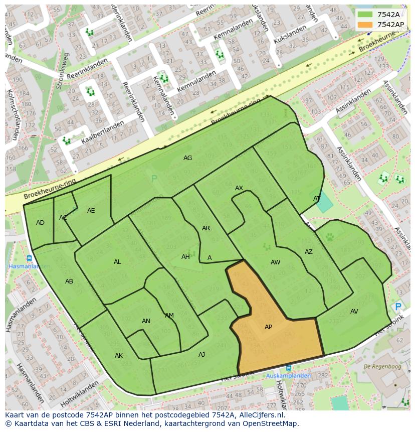 Afbeelding van het postcodegebied 7542 AP op de kaart.
