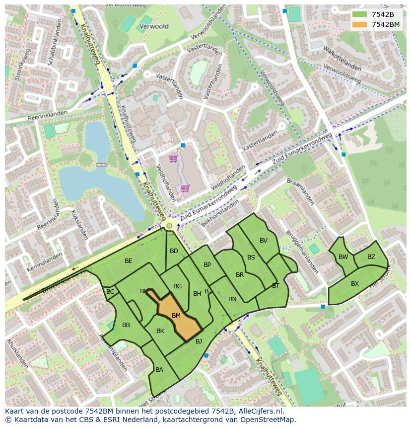 Afbeelding van het postcodegebied 7542 BM op de kaart.