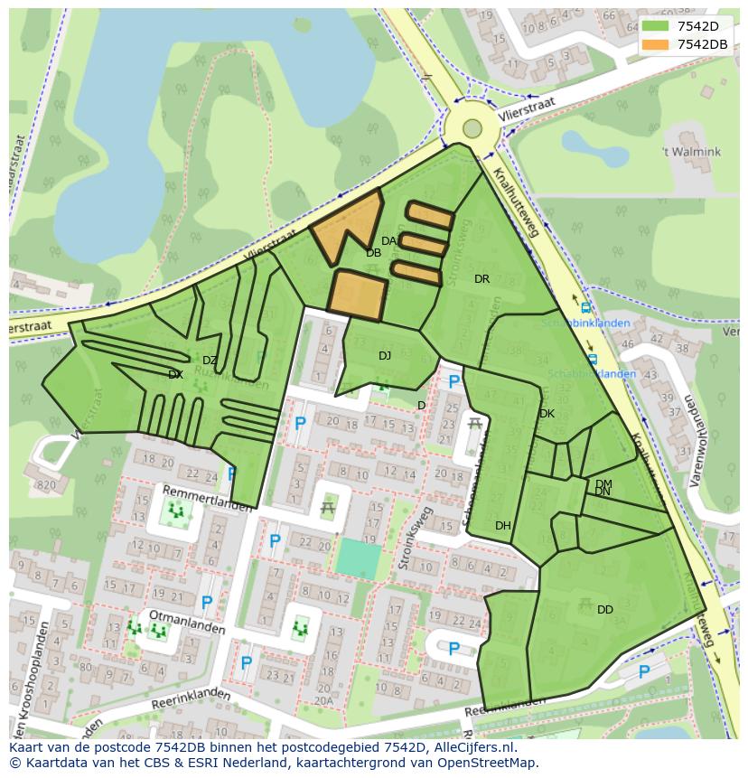 Afbeelding van het postcodegebied 7542 DB op de kaart.