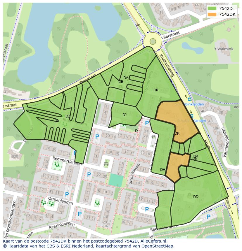 Afbeelding van het postcodegebied 7542 DK op de kaart.