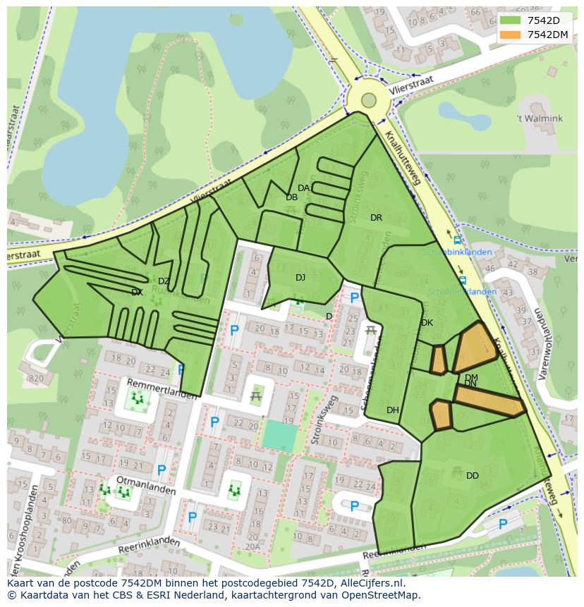 Afbeelding van het postcodegebied 7542 DM op de kaart.