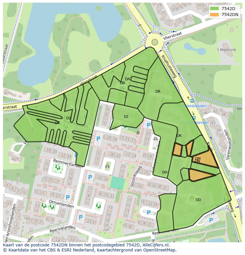 Afbeelding van het postcodegebied 7542 DN op de kaart.