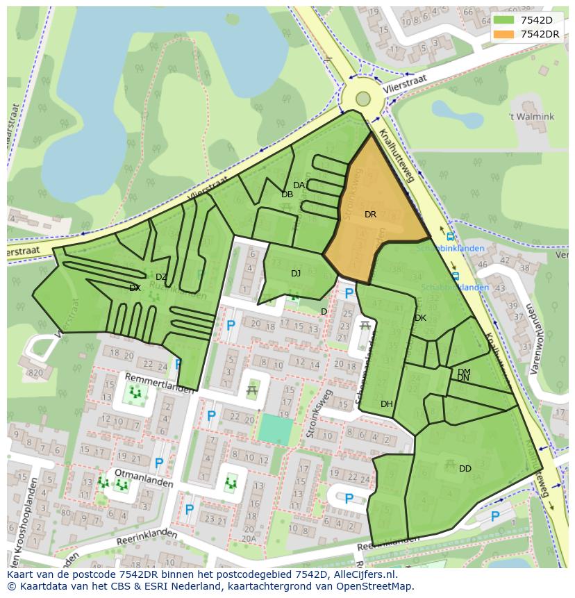 Afbeelding van het postcodegebied 7542 DR op de kaart.