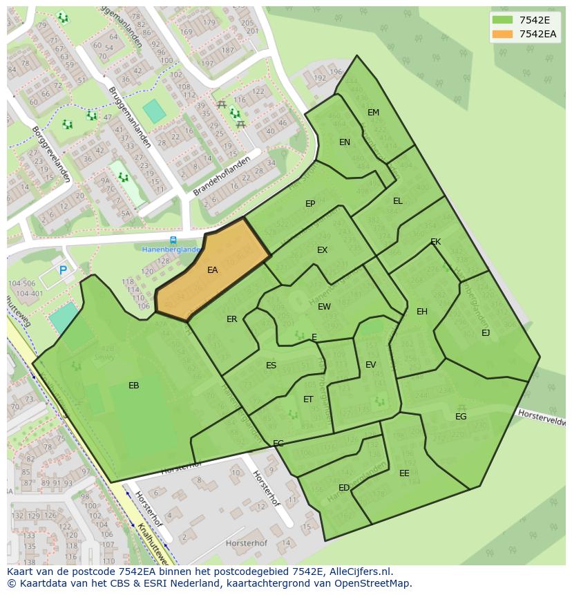 Afbeelding van het postcodegebied 7542 EA op de kaart.