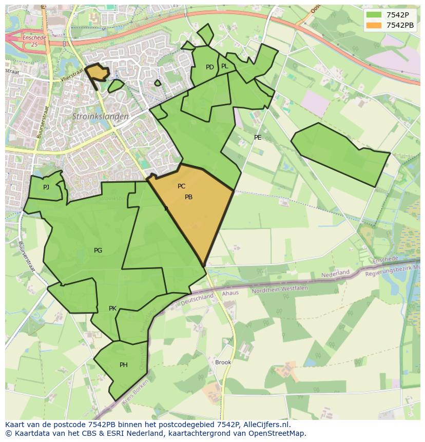 Afbeelding van het postcodegebied 7542 PB op de kaart.