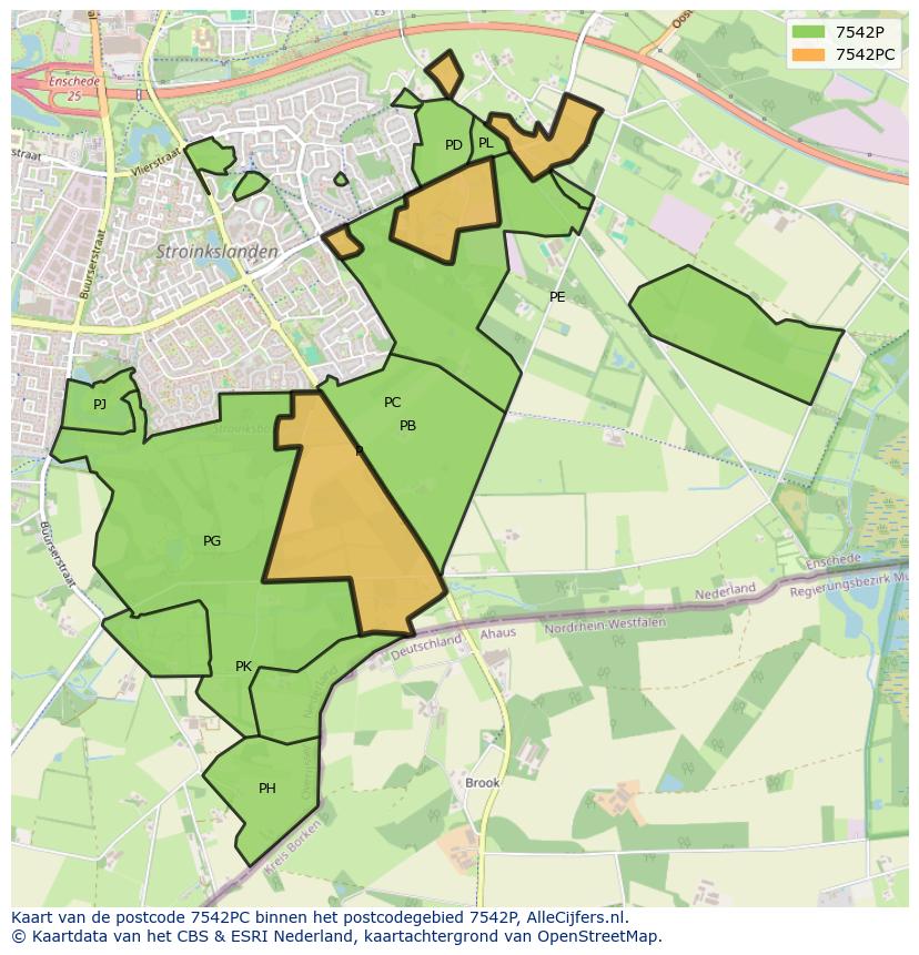 Afbeelding van het postcodegebied 7542 PC op de kaart.