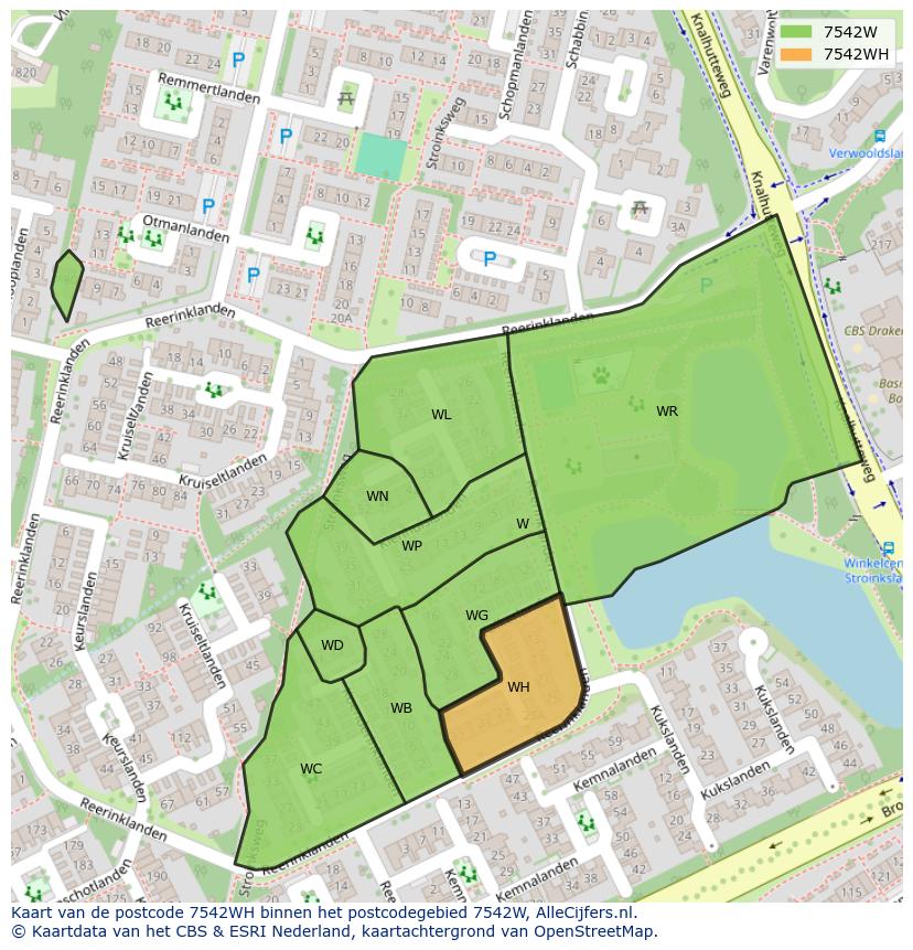 Afbeelding van het postcodegebied 7542 WH op de kaart.