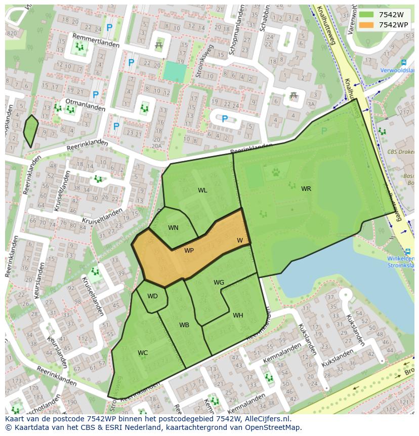 Afbeelding van het postcodegebied 7542 WP op de kaart.
