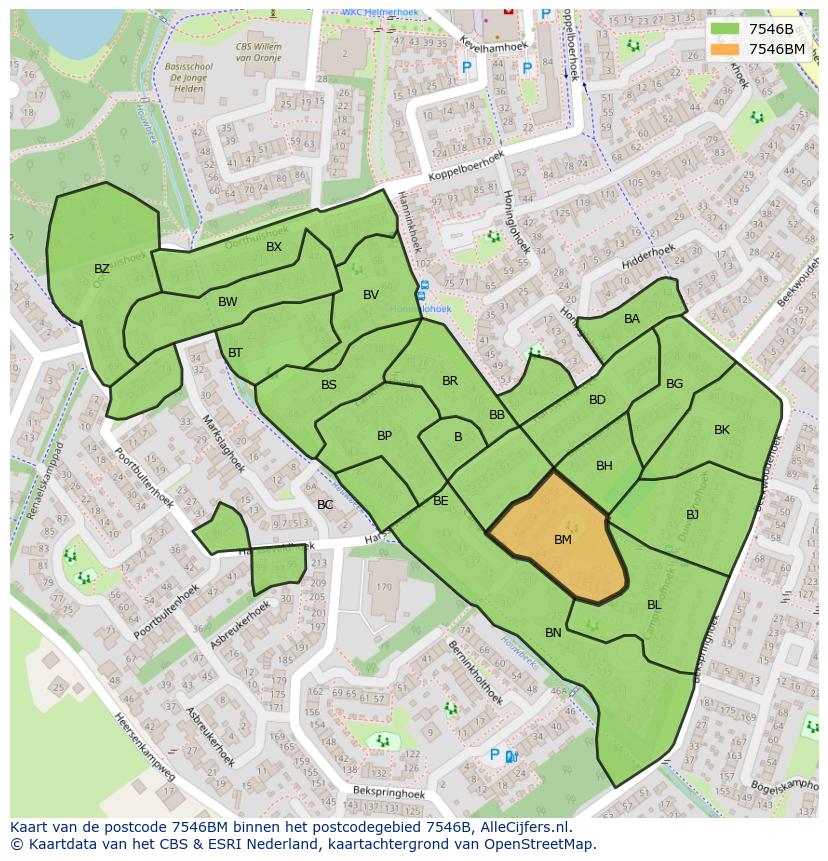Afbeelding van het postcodegebied 7546 BM op de kaart.