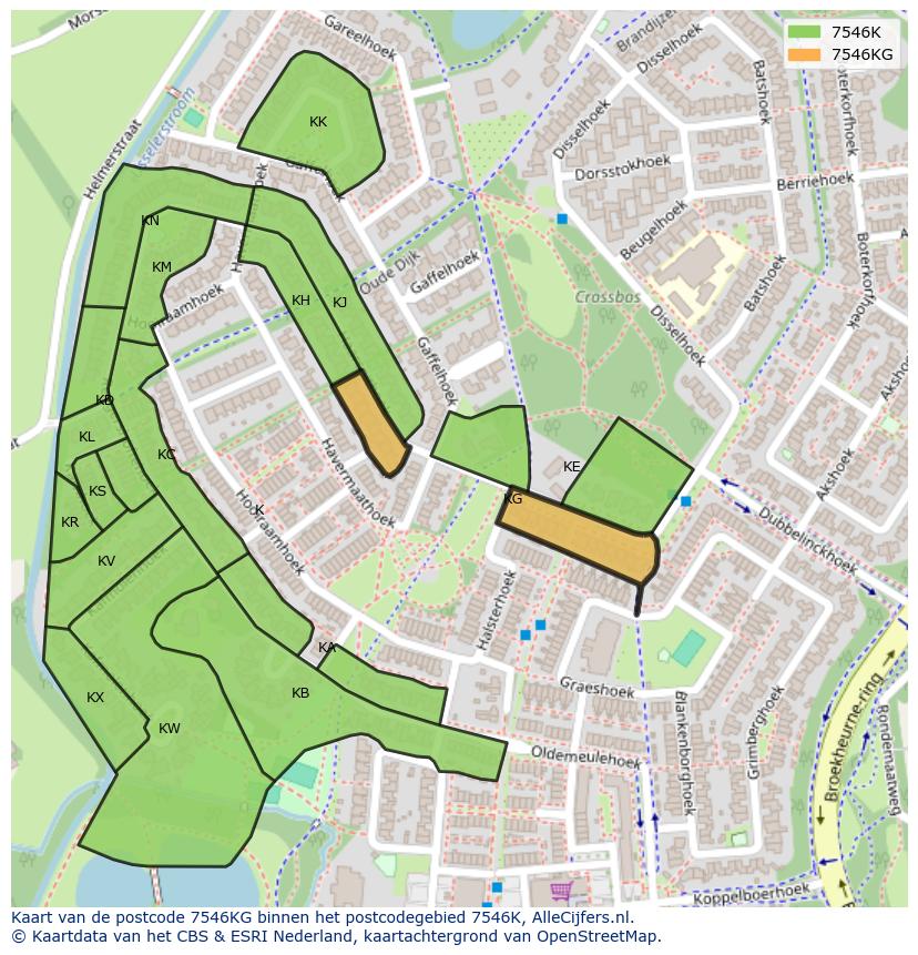 Afbeelding van het postcodegebied 7546 KG op de kaart.