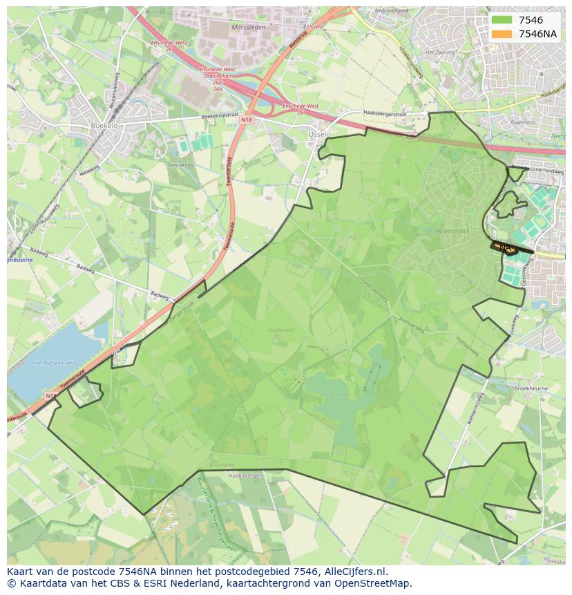 Afbeelding van het postcodegebied 7546 NA op de kaart.