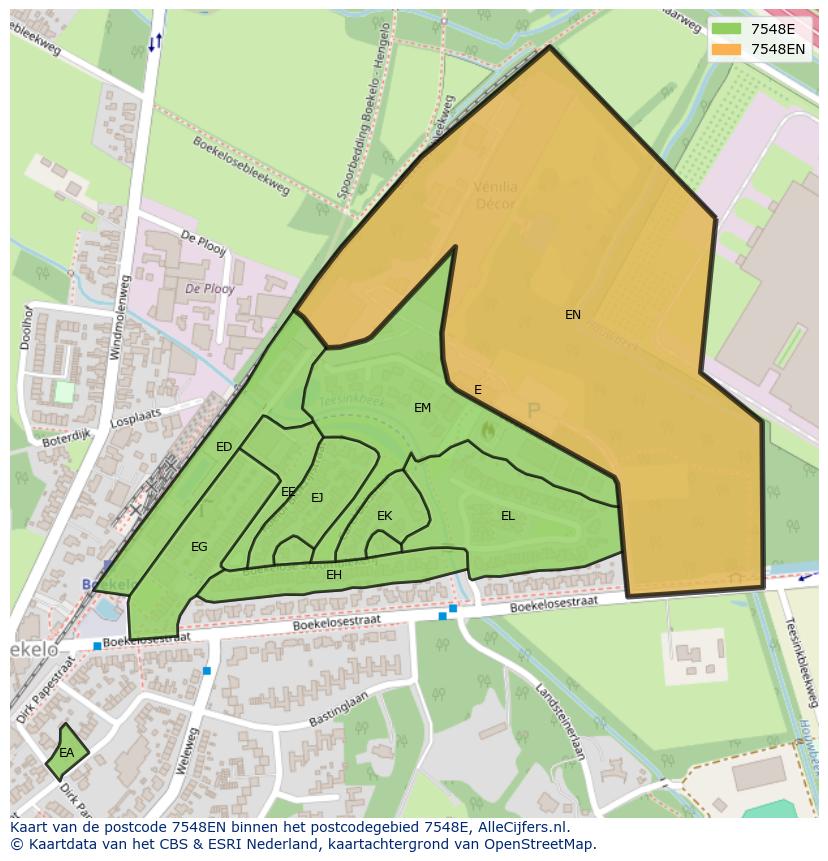 Afbeelding van het postcodegebied 7548 EN op de kaart.