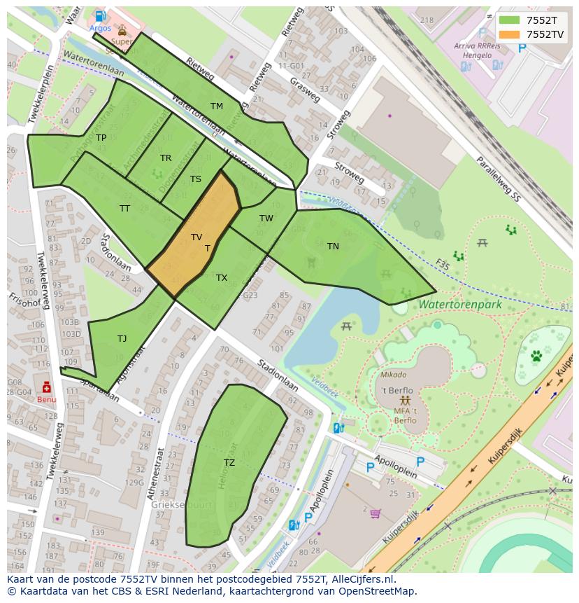 Afbeelding van het postcodegebied 7552 TV op de kaart.
