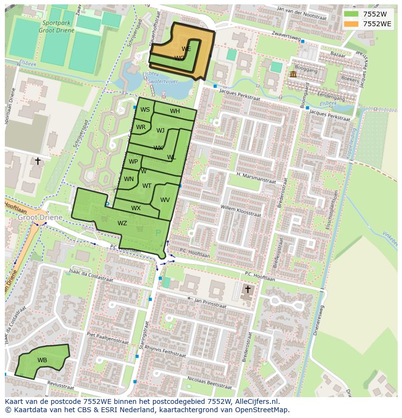 Afbeelding van het postcodegebied 7552 WE op de kaart.